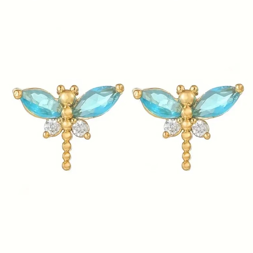 NWOT - Cubic Zirconia Dragonfly Stud Earrings